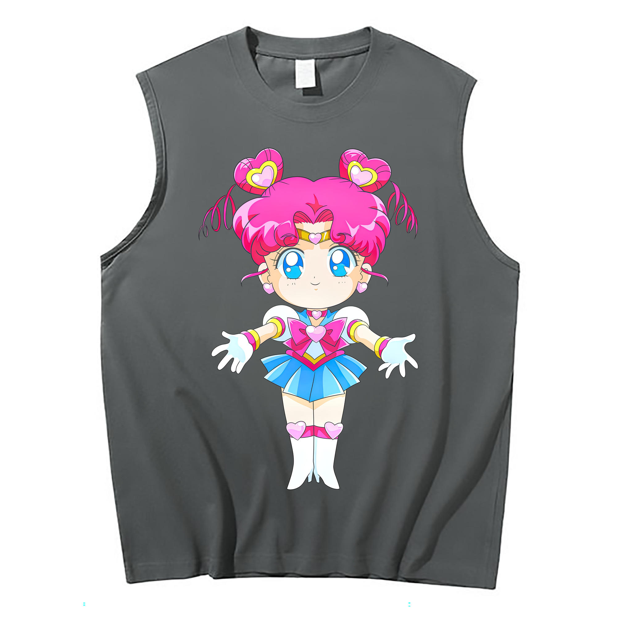 （画像用） 美少女戦士セーラームーン ちびうさ Sailor Moon Chibiusa Tsukino Usagi Small Lady Serenity コットン100％タンクトップ（フロントプリント）